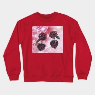 Earrings with Roses Crewneck Sweatshirt